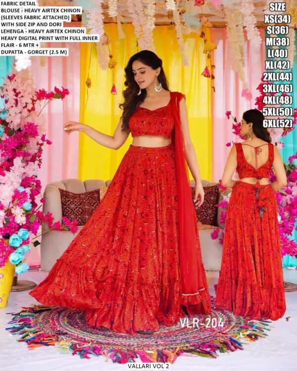 Festive Wear Heavy Airtex Chinon Three-Piece Heavy Digital Printed Lehenga Choli