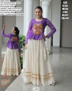 Kora Cotton Bandhani Printed Top With Gota Patti Off-White Lehenga For Navratri Festival