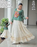 Kora Cotton Bandhani Printed Top With Gota Patti Off-White Lehenga For Navratri Festival