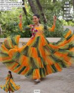 Navratri Special Laheriya And Bandhej Printed Faux Georgette Garba Wear Gowns