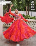 Navratri Special Laheriya And Bandhej Printed Faux Georgette Garba Wear Gowns
