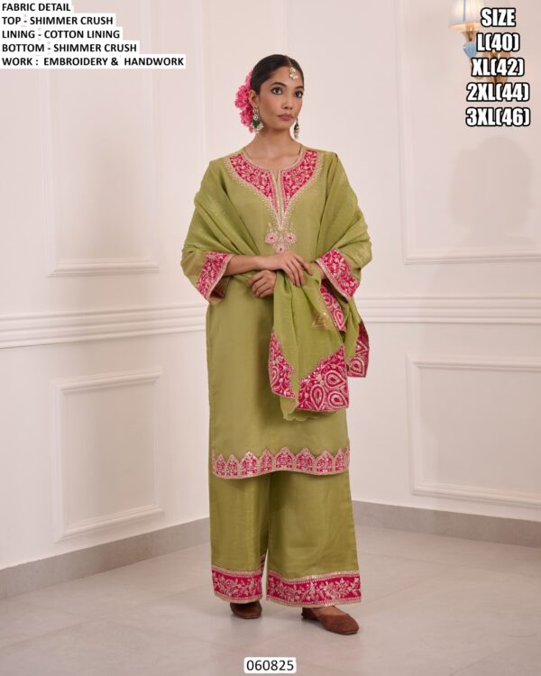Latest Crushed Shimmer Silk Salwar Suits With Royal Embroidery And Handwork