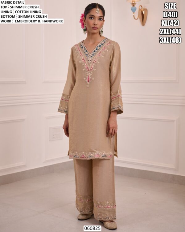 Latest Crushed Shimmer Silk Salwar Suits With Royal Embroidery And Handwork