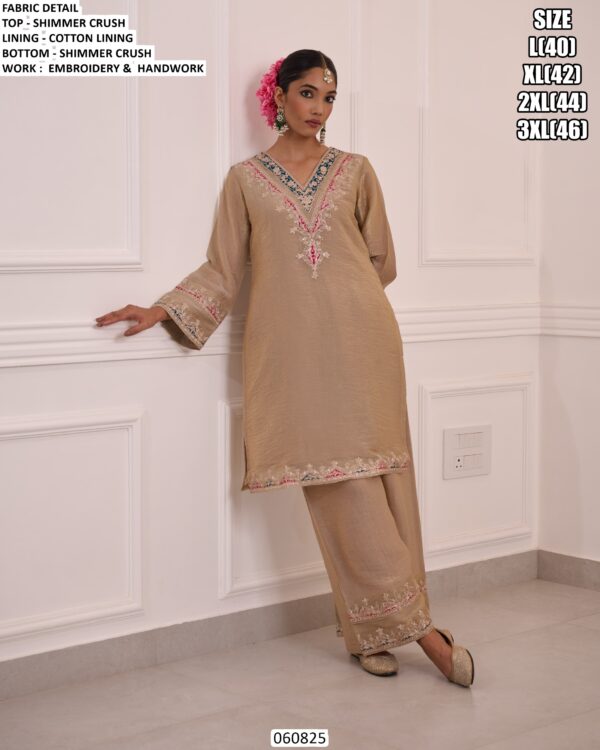 Latest Crushed Shimmer Silk Salwar Suits With Royal Embroidery And Handwork