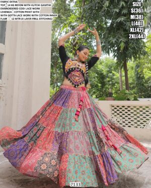 Unleash Your Garba Glam With Our Multi Colour Cotton Printed Navratri Chaniya Choli