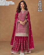 Get Your Hands On The Heavy Embroidery Designer Festival Wear Chinon Silk Plazo Suits