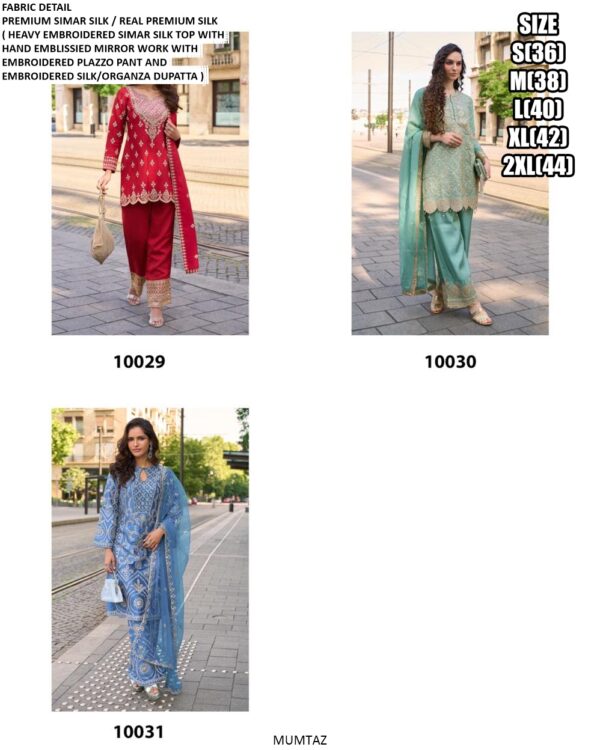 Mumtaz Catalogue Series 10029 To 10031 Simar Silk Heavy Embroidered Readymade Salwar Suits