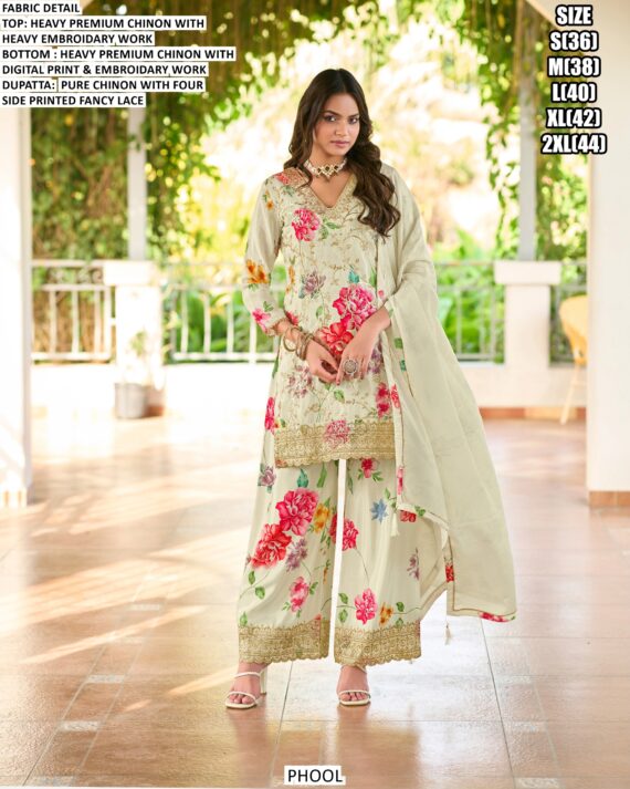 Beautiful Designer Heavy Chinon Party And Festive Wear Premium Salwar Suit Collection