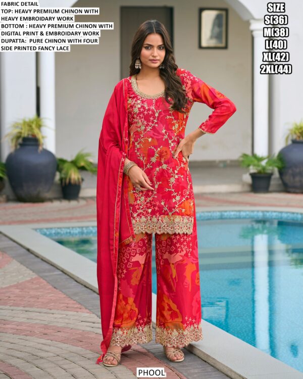 Beautiful Designer Heavy Chinon Party And Festive Wear Premium Salwar Suit Collection
