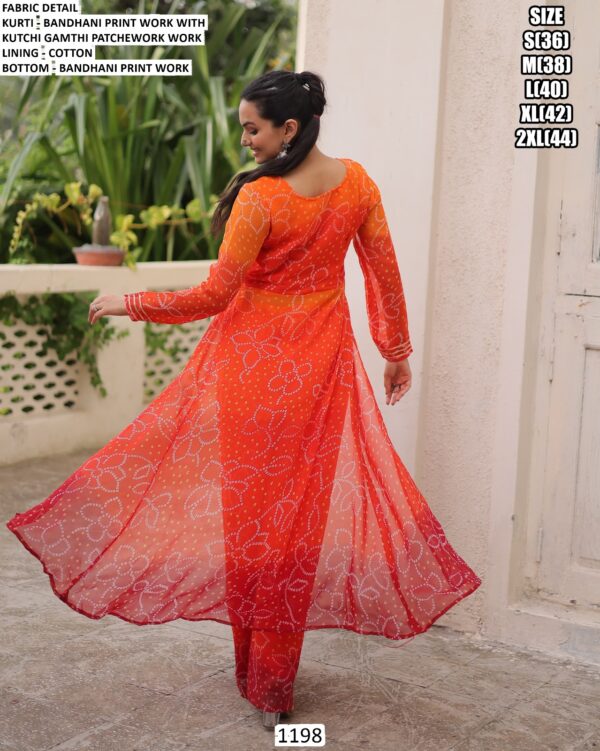 Gujarati Bandhani Print With Designer Work Navratri Wear Ladies Top With Bottom Pair (Co-ord Sets)