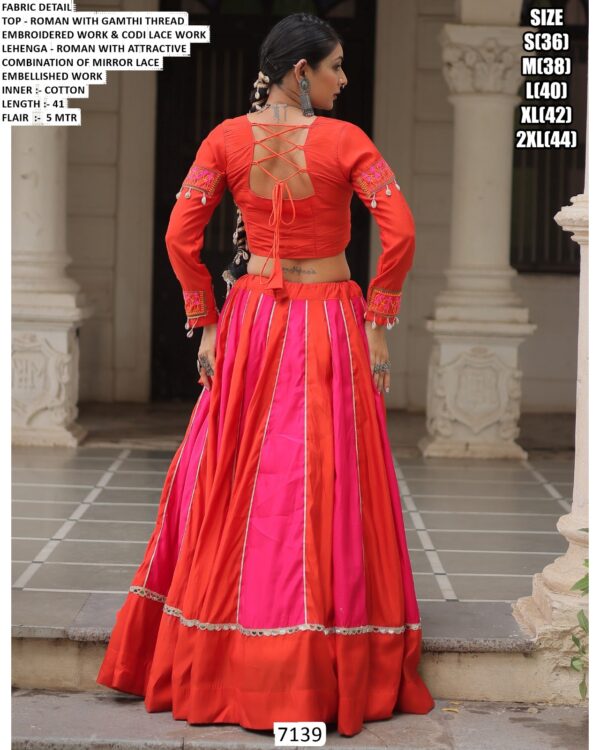 Navratri Nights, Twirl In Style! Roman With Attractive Combination Of Mirror Lace Embellished Work Lehenga Choli