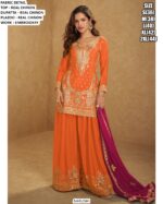 Ready To Wear Chinon Embroidered Gharara Suits (Festive Wear Three-Piece Catalogue Set)