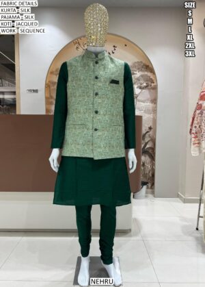 Choose From The Exciting Collection Of Pure Silk Kurta Pajama With Designer Koti