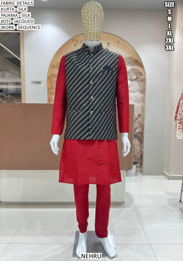 Choose From The Exciting Collection Of Pure Silk Kurta Pajama With Designer Koti