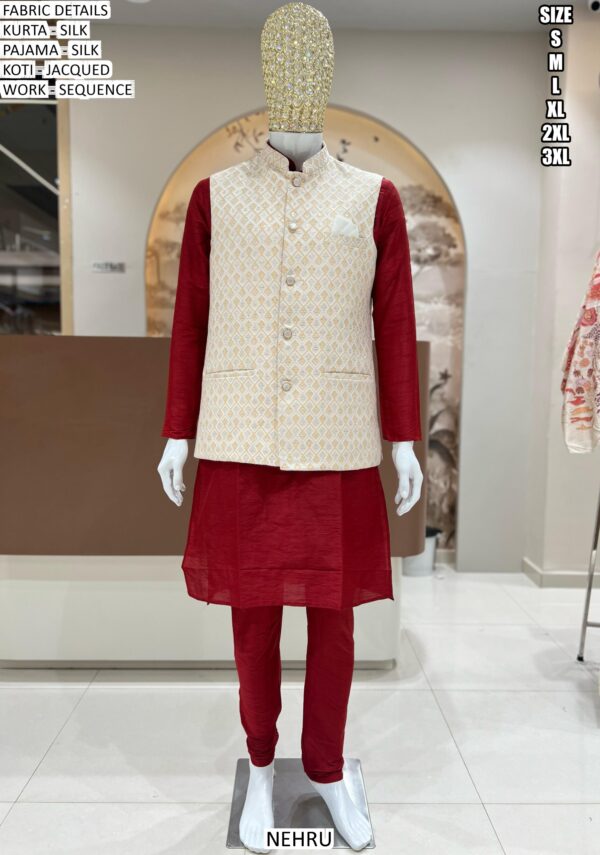Choose From The Exciting Collection Of Pure Silk Kurta Pajama With Designer Koti
