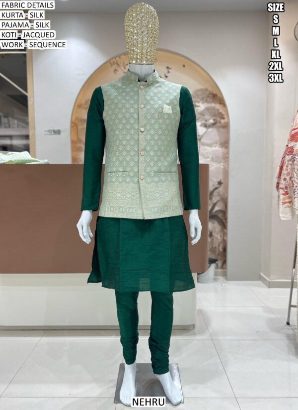 Choose From The Exciting Collection Of Pure Silk Kurta Pajama With Designer Koti