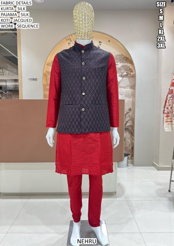 Choose From The Exciting Collection Of Pure Silk Kurta Pajama With Designer Koti