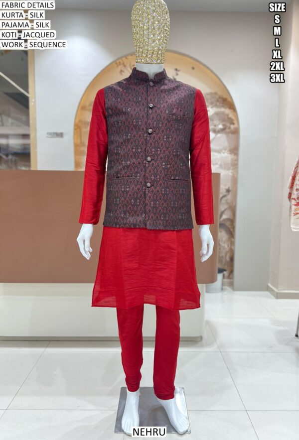 Choose From The Exciting Collection Of Pure Silk Kurta Pajama With Designer Koti