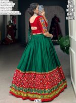 Navratri Special Printed With Foil Work Red Dola Silk Ready To Wear Lehenga Choli