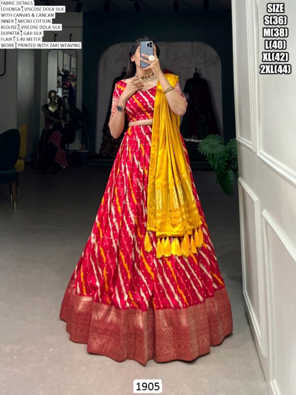 Spread The Aura Of Freshness By Wearing This Viscose Dola Silk Lehenga Choli