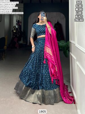 Spread The Aura Of Freshness By Wearing This Viscose Dola Silk Lehenga Choli