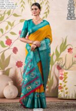 Graceful Tussar Chex Patola Printed Weaving Worked Sarees For The Upcoming Festivals