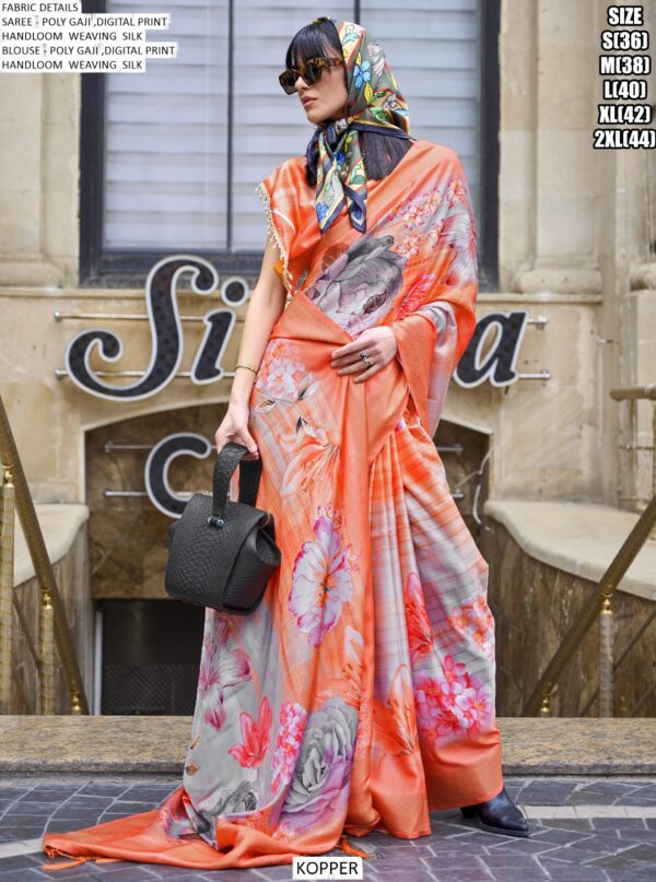 Presenting This New Poly Gaji Digital Printed Party Wear Saree Collection 2025