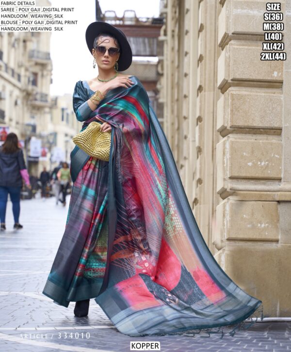 Presenting This New Poly Gaji Digital Printed Party Wear Saree Collection 2025