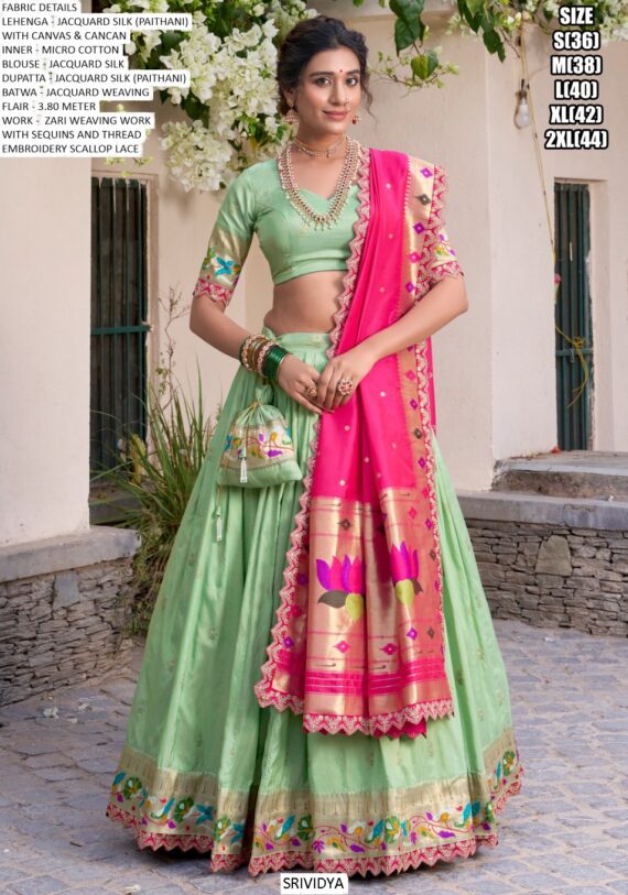 Captivate Hearts And Turn Heads In Our Jacquard Silk Paithani Lehenga Choli