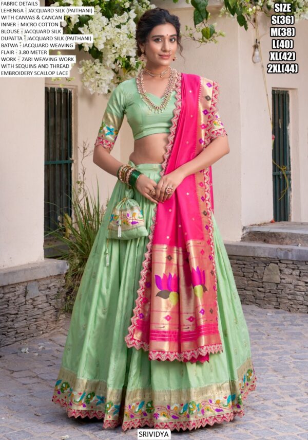 Captivate Hearts And Turn Heads In Our Jacquard Silk Paithani Lehenga Choli