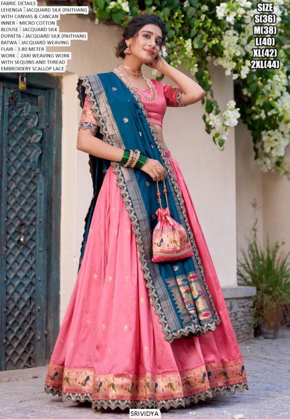 Captivate Hearts And Turn Heads In Our Jacquard Silk Paithani Lehenga Choli