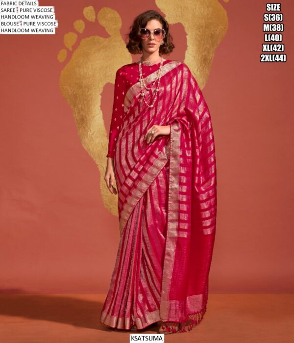 Pure Viscose Handloom Weaving Silk Festive And Casual Wear Good Looking Sarees