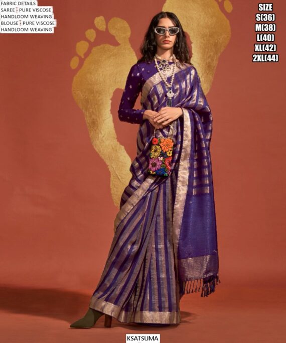 Pure Viscose Handloom Weaving Silk Festive And Casual Wear Good Looking Sarees