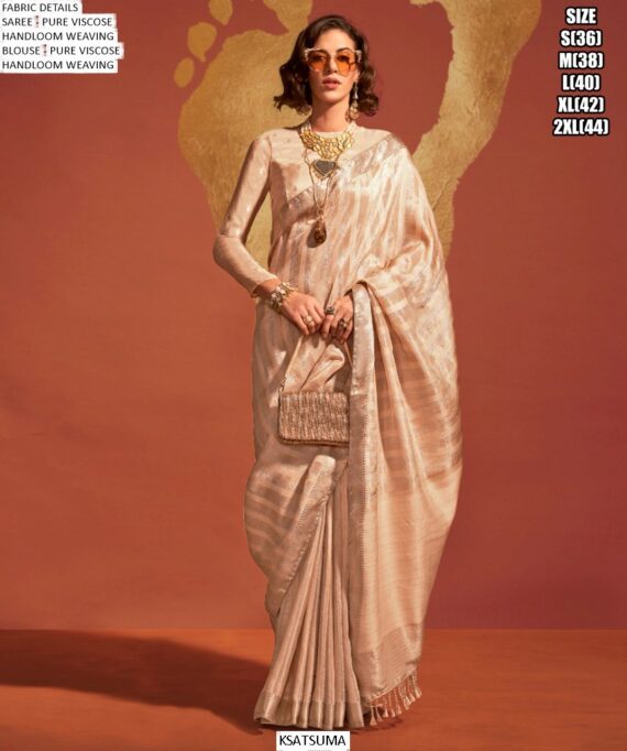 Pure Viscose Handloom Weaving Silk Festive And Casual Wear Good Looking Sarees