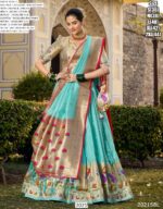 Wedding Wear Zari Weaving Work Jacquard Silk (Paithani) South-Indian Lehenga Choli