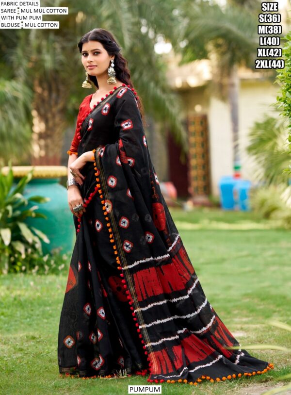 Here We Offer A Printed Pure Cotton Mul Mul Party Wear Saree With Blouse