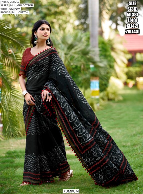 Here We Offer A Printed Pure Cotton Mul Mul Party Wear Saree With Blouse
