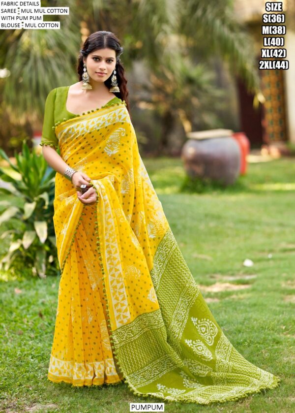 Here We Offer A Printed Pure Cotton Mul Mul Party Wear Saree With Blouse