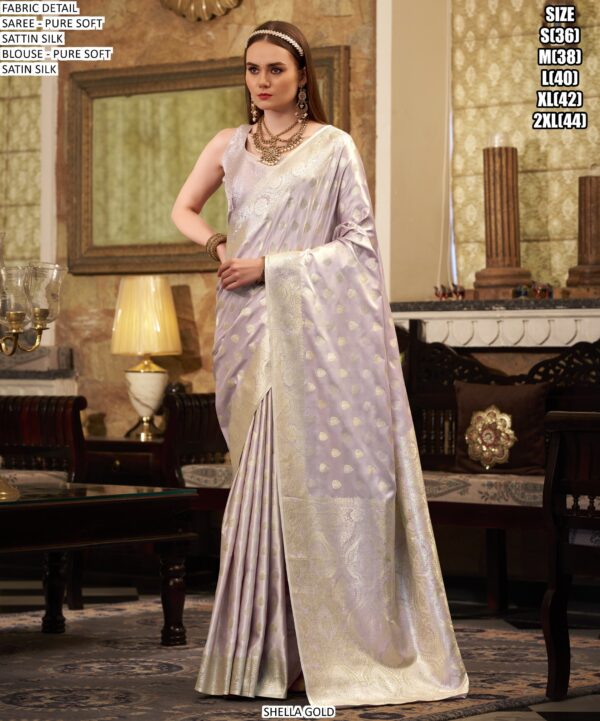Experience The Luxurious Elegance Of Our Festive Style Pure Soft Satin Silk Sarees