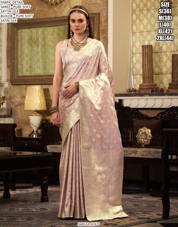Experience The Luxurious Elegance Of Our Festive Style Pure Soft Satin Silk Sarees