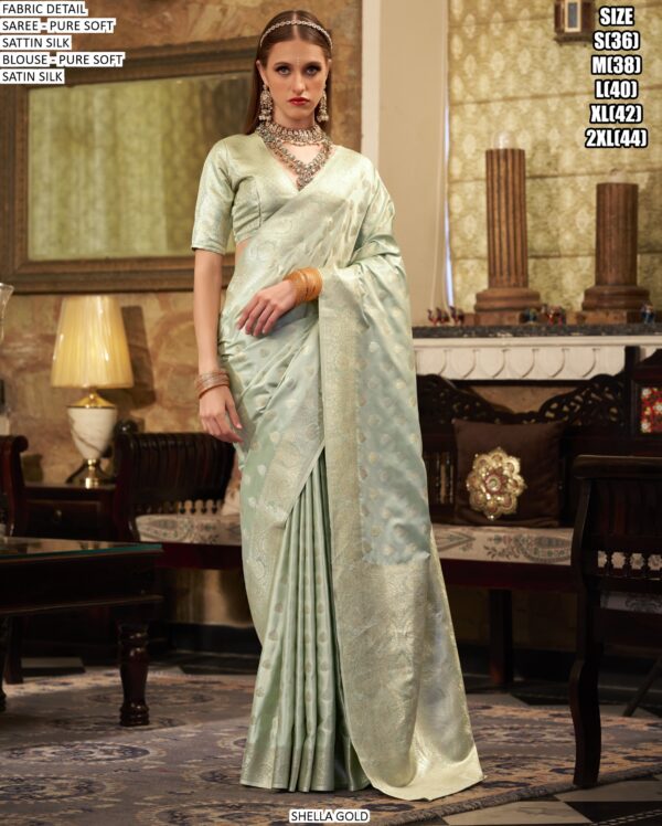 Experience The Luxurious Elegance Of Our Festive Style Pure Soft Satin Silk Sarees