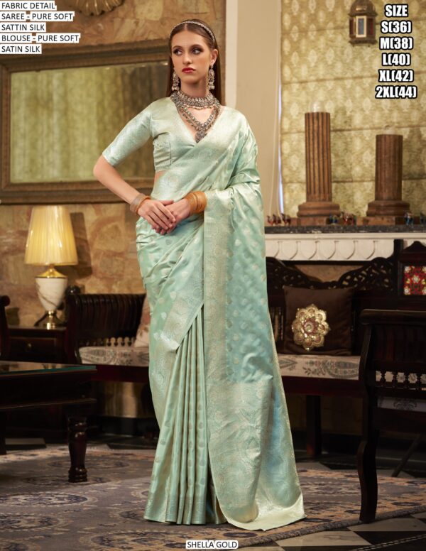 Experience The Luxurious Elegance Of Our Festive Style Pure Soft Satin Silk Sarees