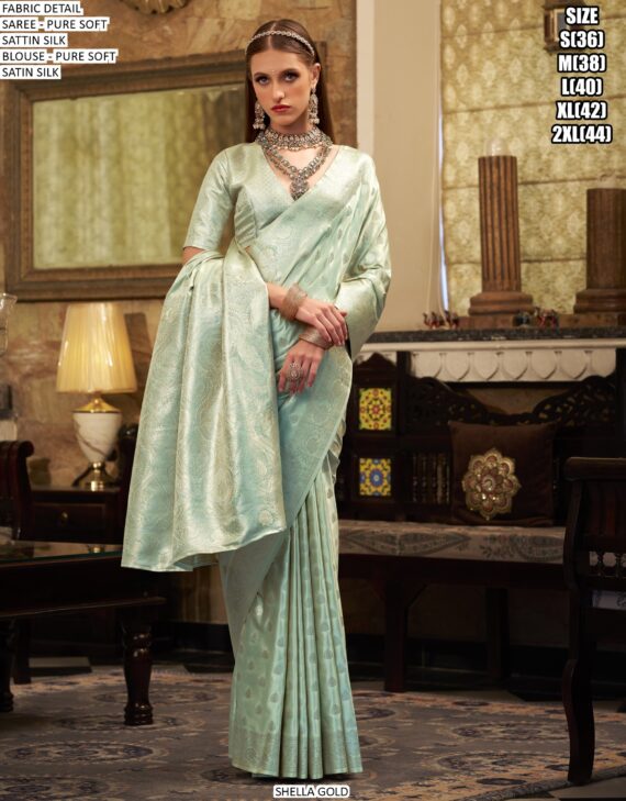Experience The Luxurious Elegance Of Our Festive Style Pure Soft Satin Silk Sarees