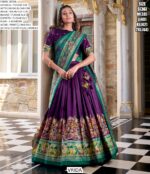 Aesthetic Semi-Stitched Tussar Silk Foil Printed Lehenga Choli For Weddings