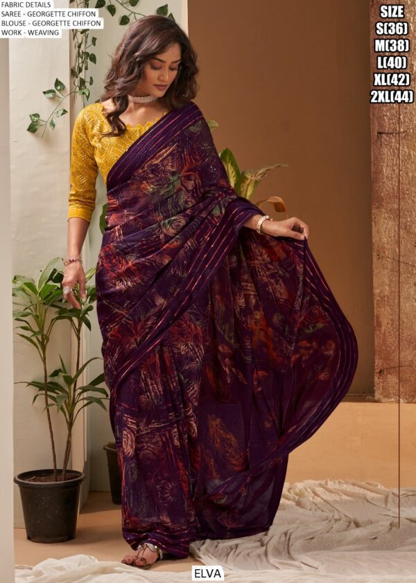 New Georgette Chiffon Weaving Border Saree And Fancy Embroidery Work Blouse