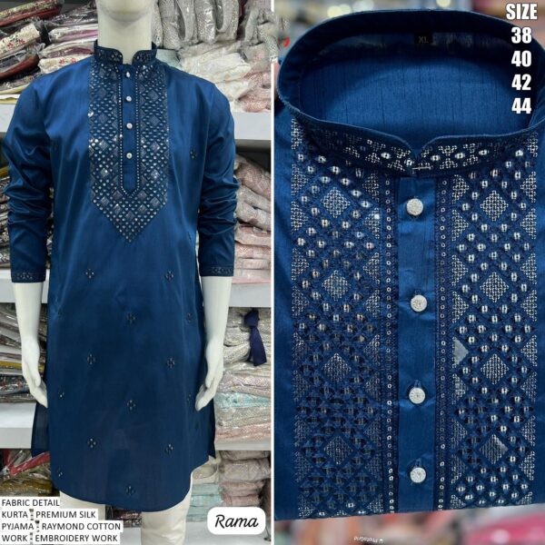 Functions Wear Men's Premium Silk Kurta Pajama With Beautiful Embroidery Work