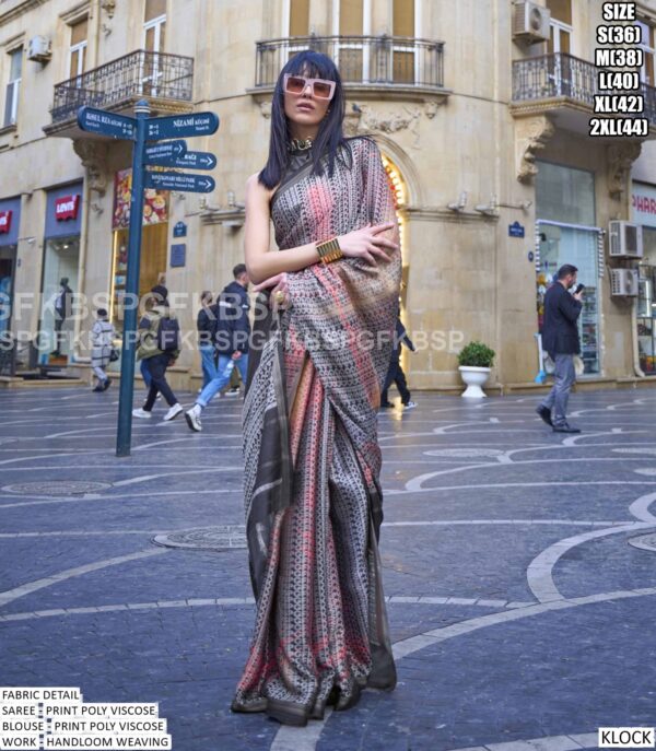 The Soft And Flowy Poly Viscose Magic Printed Party Wear Sarees For Ladies