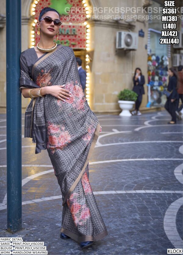 The Soft And Flowy Poly Viscose Magic Printed Party Wear Sarees For Ladies