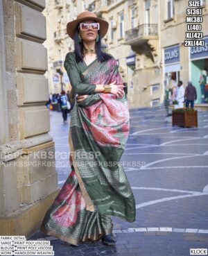 The Soft And Flowy Poly Viscose Magic Printed Party Wear Sarees For Ladies