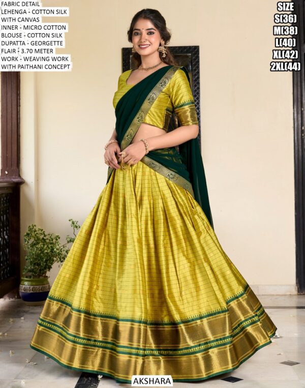 Weaving Work Paithani Concept Cotton Silk Lehenga Choli In Four Colours!